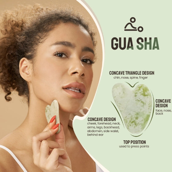 Gift Box Facial & Body Massage Tool Set 100% Natural Quartz