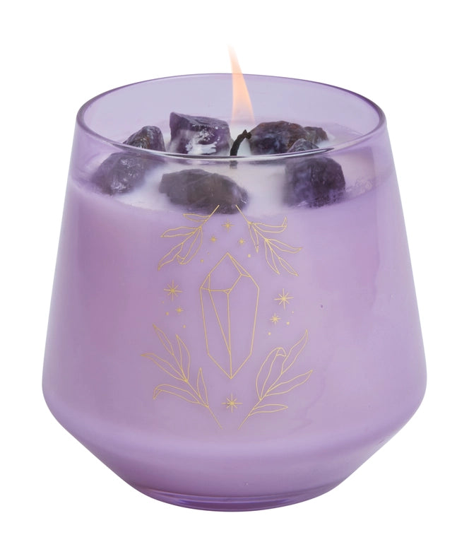 Amethyst Crystal Healing Scented Glass Candle [11.2 oz]