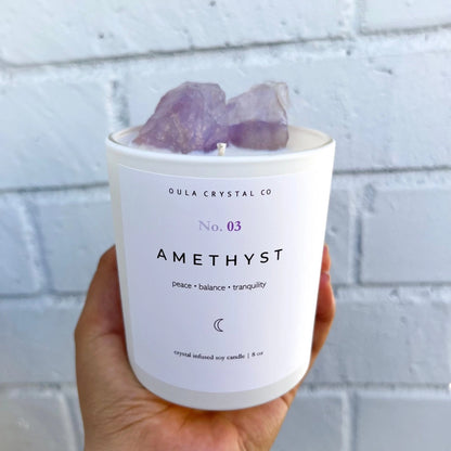 Amethyst Crystal Candle · Crystal Infused · 8oz