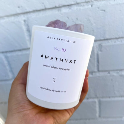 Amethyst Crystal Candle · Crystal Infused · 8oz